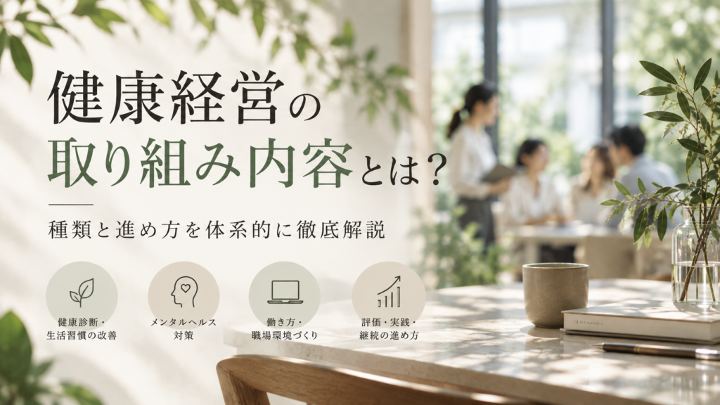 健康経営の取り組み内容とは？種類と進め方を体系的に徹底解説